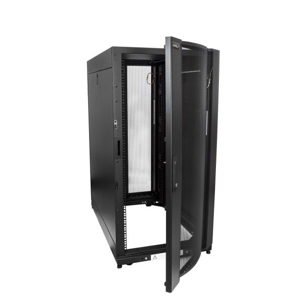 StarTech.com 4 Post 25U Netwerkkast, Vergrendelbare 19" Patchkast voor Computer / AV / IT / Data Apparatuur, Server Rack voor Bureau/Thuis met Wielen & Verstelbare Montagerails (RK2537BKM)
