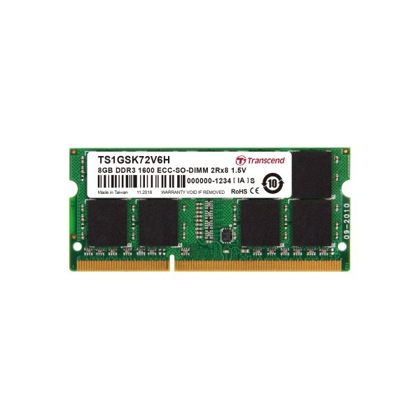 TRANSCEND 8GB DDR3 1600 ECC SODIMM (TS1GSK72V6H)
