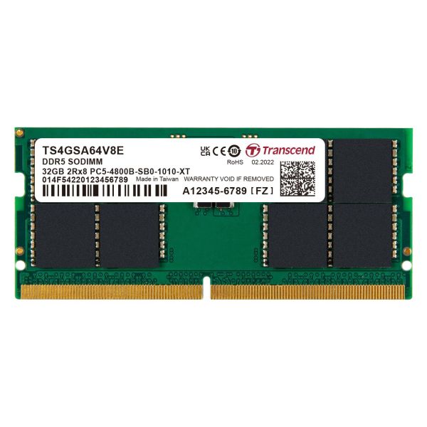 TRANSCEND 32GB DDR5 4800 SO-DIMM (TS4GSA64V8E)