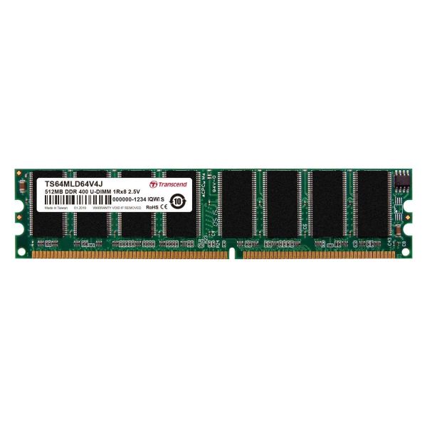 Transcend 512MB DDR400 U-DIMM (TS64MLD64V4J)