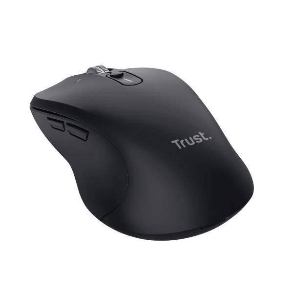 Trust Ferro Hyperscroll Draadloze Muis - Multi-device muis – Hyperscrollwiel – RF+Bluetooth – Zwart (25673)