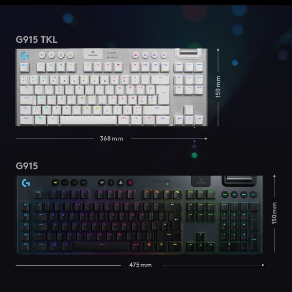 Logitech G G915 TKL toetsenbord RF-draadloos + Bluetooth QWERTY Engels Wit (920-009664)