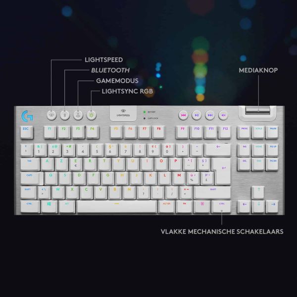 Logitech G G915 TKL toetsenbord RF-draadloos + Bluetooth QWERTY Engels Wit (920-009664)