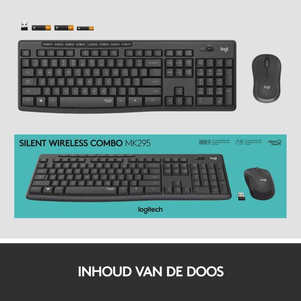 Logitech MK295 Silent Wireless Combo toetsenbord Inclusief muis USB QWERTY US International Grafiet (920-009800)