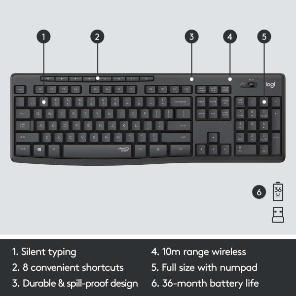 Logitech MK295 Silent Wireless Combo toetsenbord Inclusief muis USB QWERTY US International Grafiet (920-009800)