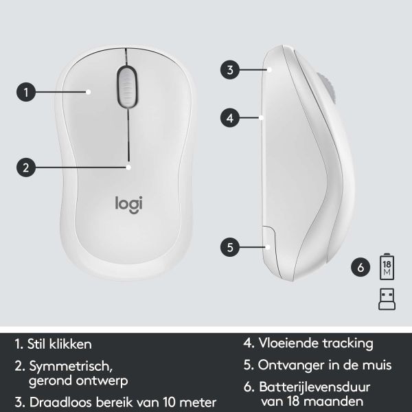 Logitech MK295 Silent Wireless Combo toetsenbord Inclusief muis RF Draadloos QWERTY Engels Wit (920-009824)