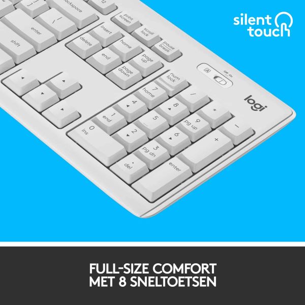 Logitech MK295 Silent Wireless Combo toetsenbord Inclusief muis RF Draadloos QWERTY Engels Wit (920-009824)