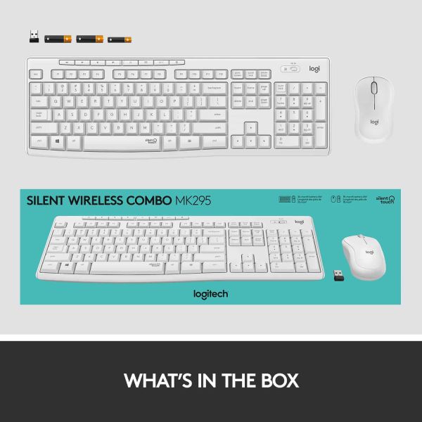 Logitech MK295 Silent Wireless Combo toetsenbord Inclusief muis RF Draadloos QWERTY Engels Wit (920-009824)