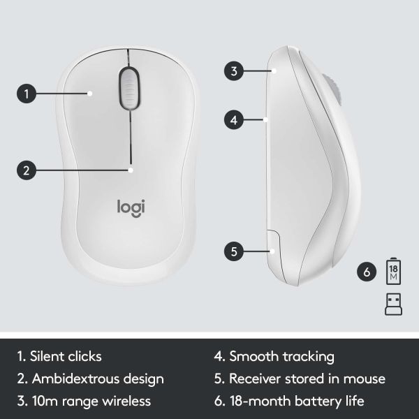 Logitech MK295 Silent Wireless Combo toetsenbord Inclusief muis RF Draadloos QWERTY Engels Wit (920-009824)