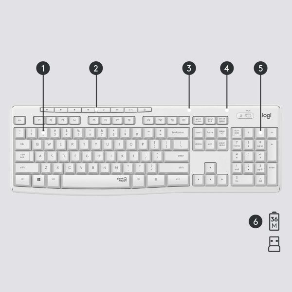 Logitech MK295 Silent Wireless Combo toetsenbord Inclusief muis RF Draadloos QWERTY Engels Wit (920-009824)