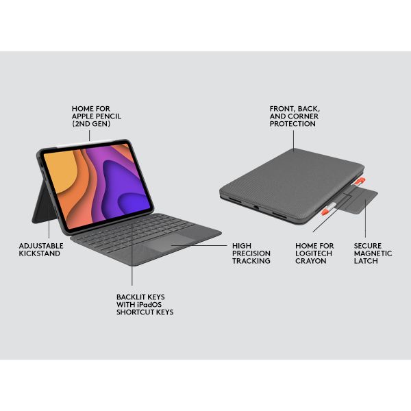 Logitech Folio Touch Grijs Smart Connector QWERTY Scandinavisch (920-009966)