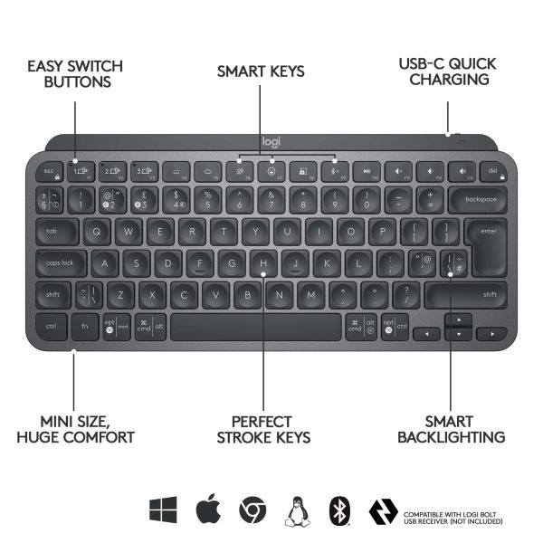 Logitech MX Keys Mini Minimalist Wireless Illuminated Keyboard (920-010479)