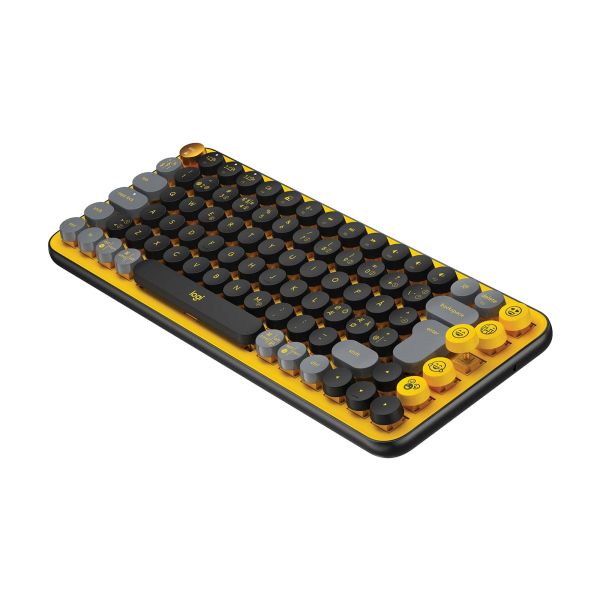 Logitech POP Keys Wireless Mechanical Keyboard With Emoji Keys toetsenbord RF-draadloos + Bluetooth QWERTY Scandinavisch Zwart, Grijs, Geel (920-010731)