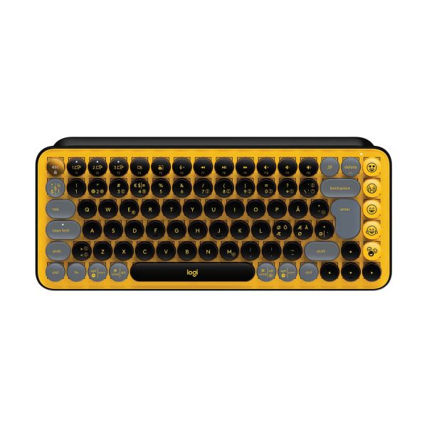 Logitech POP Keys Wireless Mechanical Keyboard With Emoji Keys toetsenbord RF-draadloos + Bluetooth QWERTY Scandinavisch Zwart, Grijs, Geel (920-010731)