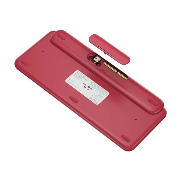 Logitech POP Keys Wireless Mechanical Keyboard With Emoji Keys toetsenbord RF-draadloos + Bluetooth QWERTY Scandinavisch Bordeaux rood, Roze, Roze (920-010733)