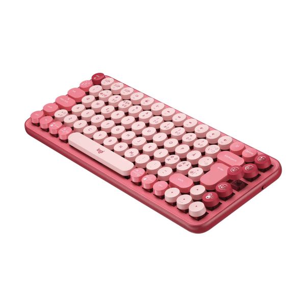 Logitech POP Keys Wireless Mechanical Keyboard With Emoji Keys toetsenbord RF-draadloos + Bluetooth QWERTY Scandinavisch Bordeaux rood, Roze, Roze (920-010733)
