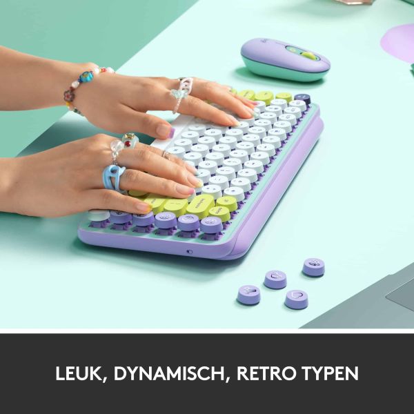 Logitech POP Keys Wireless Mechanical Keyboard With Emoji Keys toetsenbord Bluetooth QWERTY Engels Muntkleur (920-010736)