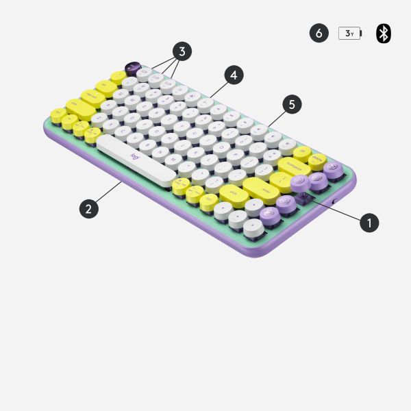 Logitech POP Keys Wireless Mechanical Keyboard With Emoji Keys toetsenbord Bluetooth QWERTY Engels Muntkleur (920-010736)