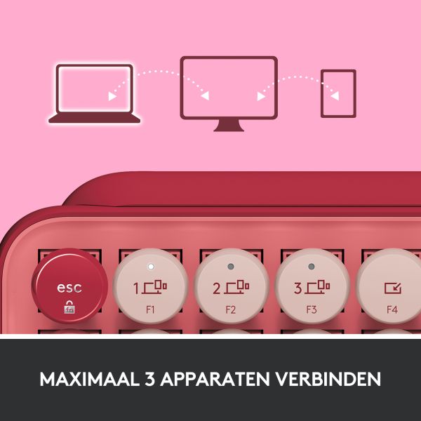 Logitech POP Keys Wireless Mechanical Keyboard With Emoji Keys toetsenbord Universeel Bluetooth QWERTY Engels Roze (920-010737)