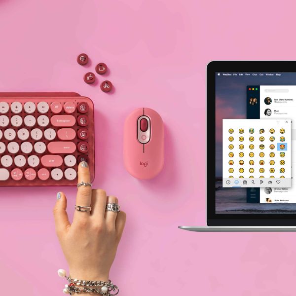 Logitech POP Keys Wireless Mechanical Keyboard With Emoji Keys toetsenbord Universeel Bluetooth QWERTY Engels Roze (920-010737)