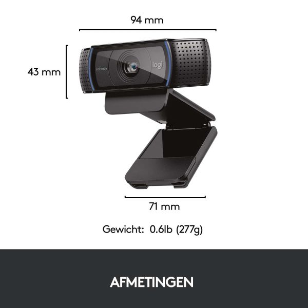 Logitech Hd Pro C920 webcam 3 MP 1920 x 1080 Pixels USB 2.0 Zwart (960-001055)