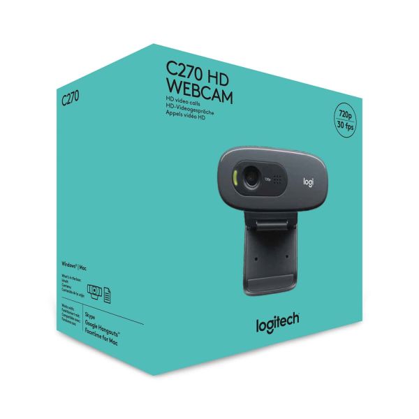 Logitech C270 HD webcam 3 MP 1280 x 720 Pixels USB 2.0 Zwart (960-001063)