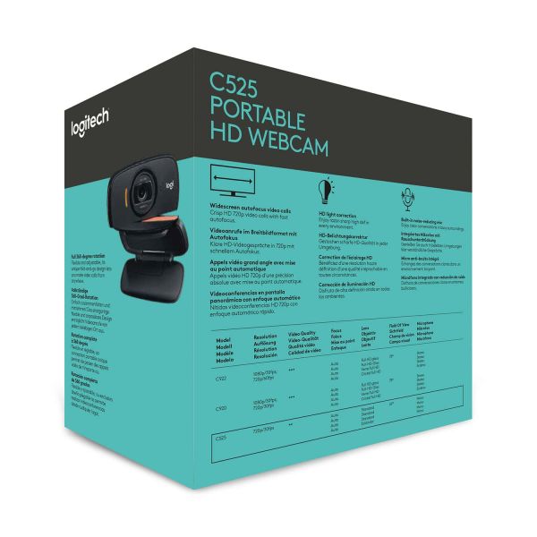 Logitech C525 Portable HD webcam 8 MP 1280 x 720 Pixels USB 2.0 Zwart (960-001064)