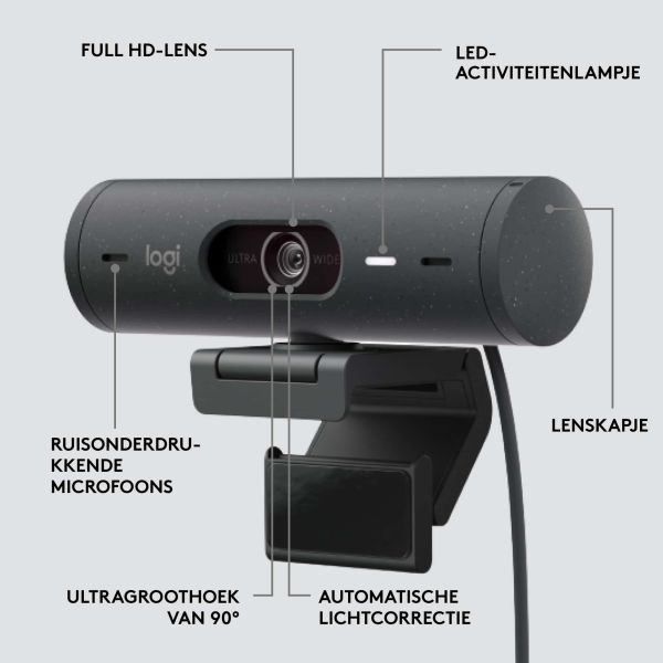 Logitech Brio 500 webcam 4 MP 1920 x 1080 Pixels USB-C Grafiet (960-001422)