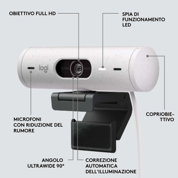 Logitech Brio 500 webcam 4 MP 1920 x 1080 Pixels USB-C Wit (960-001428)
