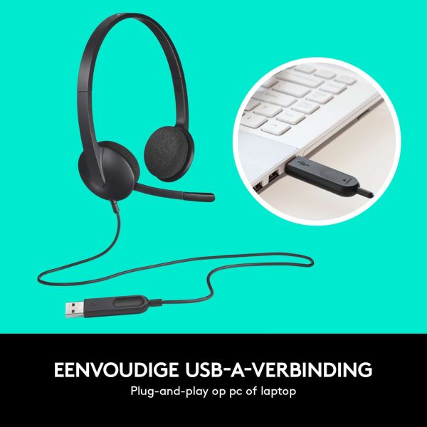 Logitech H340 USB Computer Headset Met digitale audio (981-000475)