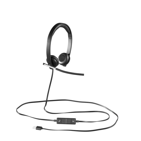 Logitech H650e Headset Bedraad Hoofdband Kantoor/callcenter USB Type-A Zwart, Zilver (981-000519)
