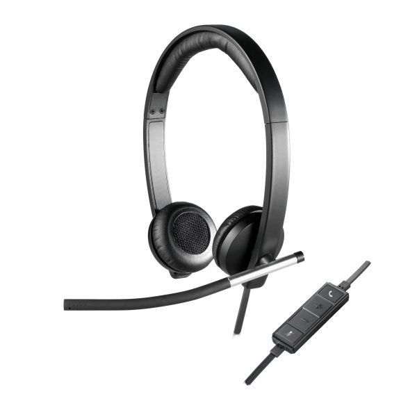 Logitech H650e Headset Bedraad Hoofdband Kantoor/callcenter USB Type-A Zwart, Zilver (981-000519)