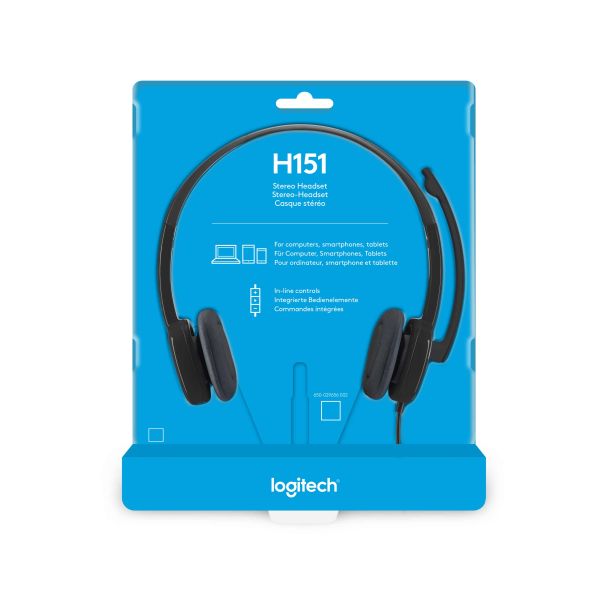 Logitech H151 Stereo Headset voor meerdere apparaten met bediening op de draad (981-000589)