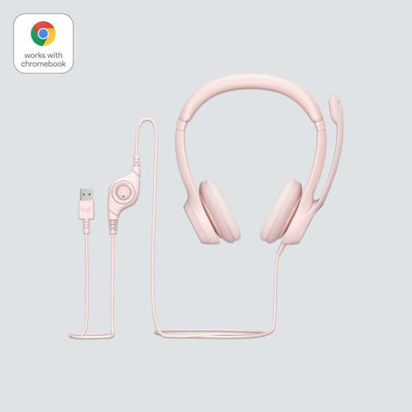 Logitech H390 Headset Bedraad Hoofdband Kantoor/callcenter USB Type-A Roze (981-001281)