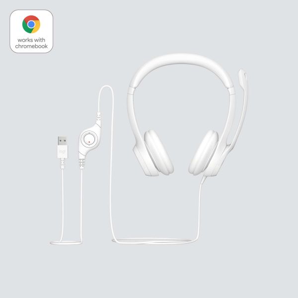 Logitech H390 Headset Bedraad Hoofdband Kantoor/callcenter USB Type-A Wit (981-001286)