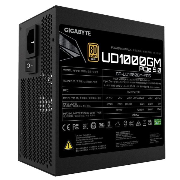 GIGABYTE UD1000GM PG5 power supply unit 1000 W 20+4 pin ATX ATX Zwart (GP-UD1000GM PG5 V2) GIGABYTE UD1000GM PG5 power supply unit 1000 W 20+4 pin ATX ATX Zwart (GP-UD1000GM PG5 V2)
