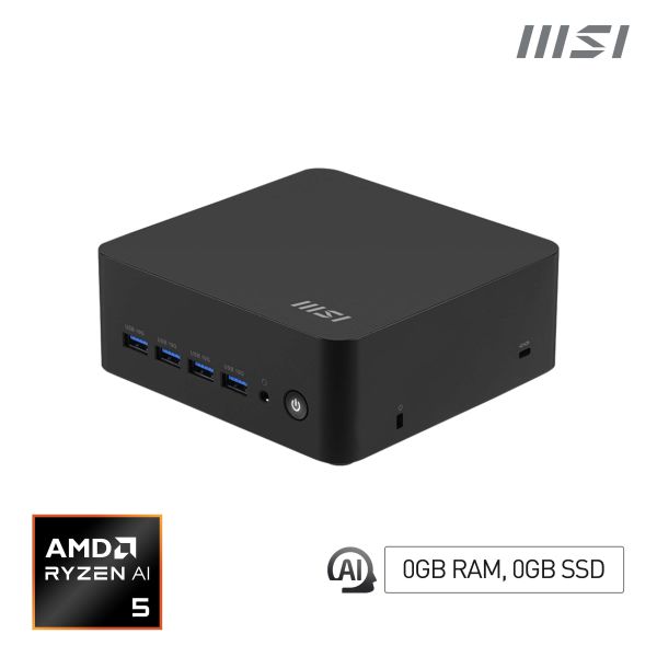 MSI Cubi Z AI 8M AMD Ryzen 5 8645HS Barebone 0.9L sized PC Zwart AMD SoC 4,3 GHz Ingebouwde luidsprekers (CUBI Z AI 8M-008BEU)