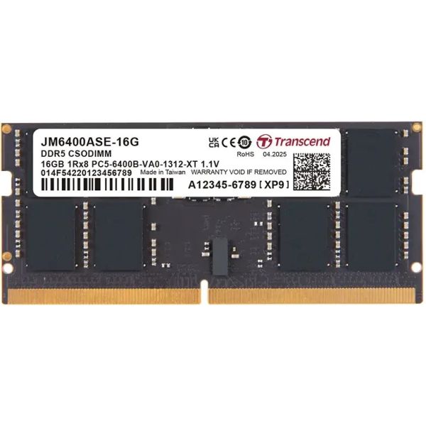 Transcend JM6400ASE-32G JetRam SO-DIMM, 32GB, DDR5, 6400 Mhz, 2Rx8, 2Gx8, CL52, 1.1V (JM6400ASE-32G)