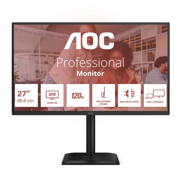 AOC E4 Q27E4CV computer monitor 68,6 cm (27") 2560 x 1440 Pixels Quad HD LED Zwart (Q27E4CV)