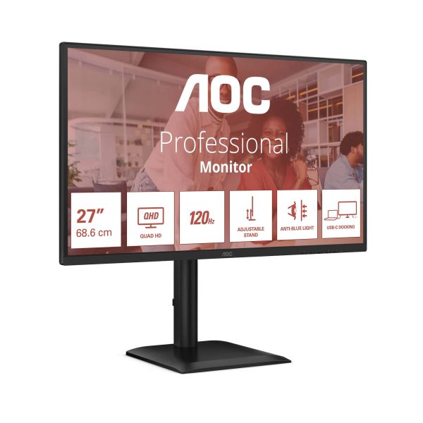 AOC E4 Q27E4CV computer monitor 68,6 cm (27") 2560 x 1440 Pixels Quad HD LED Zwart (Q27E4CV)