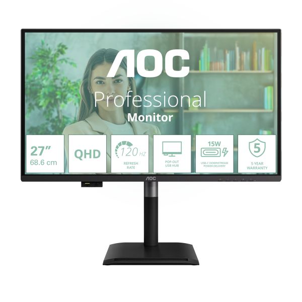 AOC Q27P4U computer monitor 68,6 cm (27") 2560 x 1440 Pixels Wide Quad HD Zwart (Q27P4U) AOC Q27P4U computer monitor 68,6 cm (27") 2560 x 1440 Pixels Wide Quad HD Zwart (Q27P4U)