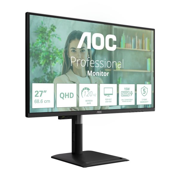 AOC Q27P4U computer monitor 68,6 cm (27") 2560 x 1440 Pixels Wide Quad HD Zwart (Q27P4U) AOC Q27P4U computer monitor 68,6 cm (27") 2560 x 1440 Pixels Wide Quad HD Zwart (Q27P4U)
