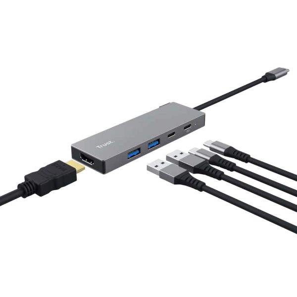 Trust 26062 interface hub USB Type-C Grijs (26062)  Trust 26062 interface hub USB Type-C Grijs (26062)