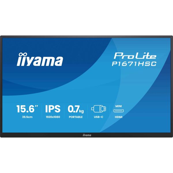 iiyama ProLite P1671HSC-B1 computer monitor 39,6 cm (15.6") 1920 x 1080 Pixels Full HD LCD Zwart (P1671HSC-B1)
