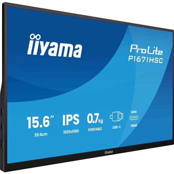 iiyama ProLite P1671HSC-B1 computer monitor 39,6 cm (15.6") 1920 x 1080 Pixels Full HD LCD Zwart (P1671HSC-B1)