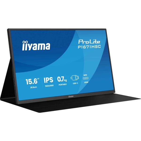 iiyama ProLite P1671HSC-B1 computer monitor 39,6 cm (15.6") 1920 x 1080 Pixels Full HD LCD Zwart (P1671HSC-B1) iiyama ProLite P1671HSC-B1 computer monitor 39,6 cm (15.6") 1920 x 1080 Pixels Full HD LCD Zwart (P1671HSC-B1)
