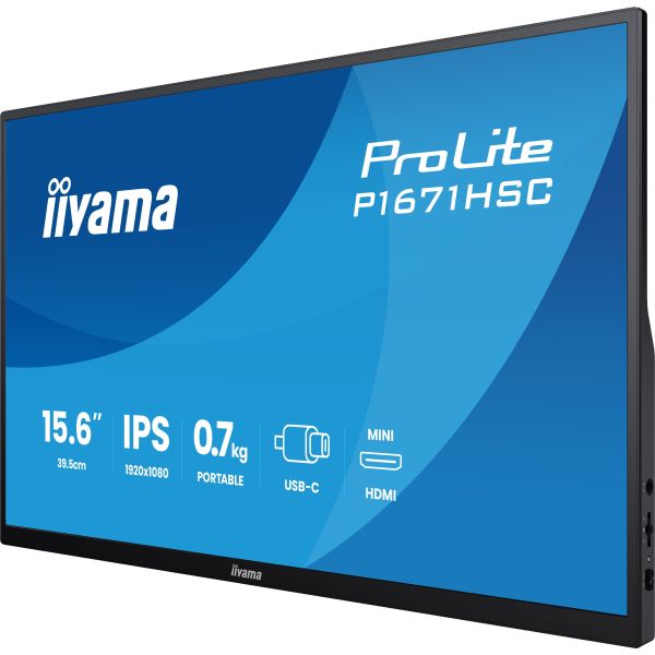 iiyama ProLite P1671HSC-B1 computer monitor 39,6 cm (15.6") 1920 x 1080 Pixels Full HD LED Zwart (P1671HSC-B1)