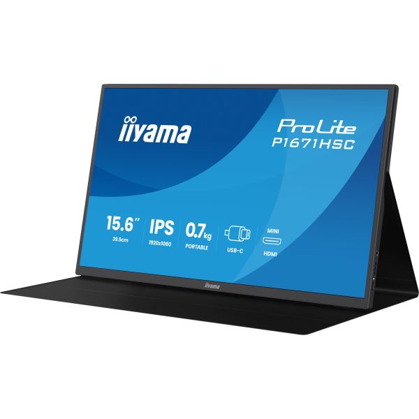 iiyama ProLite P1671HSC-B1 computer monitor 39,6 cm (15.6") 1920 x 1080 Pixels Full HD LED Zwart (P1671HSC-B1)
