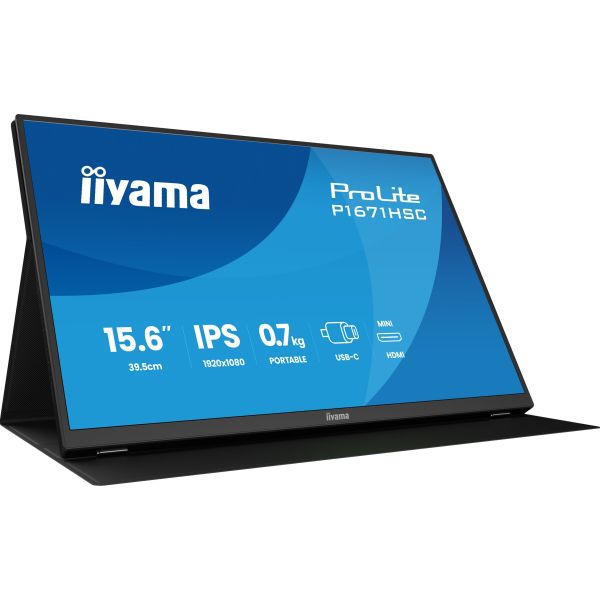 iiyama ProLite P1671HSC-B1 computer monitor 39,6 cm (15.6") 1920 x 1080 Pixels Full HD LED Zwart (P1671HSC-B1)