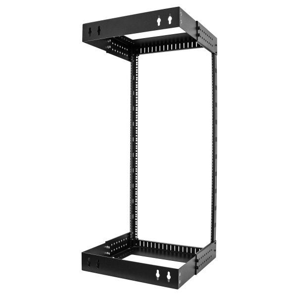 StarTech.com 2 Post 24U Heavy-Duty Wandmonteerbare Server Rack, 19" Open Frame Netwerk Rack met Verstelbare Diepte, Data Rack voor IT/AV/Patchpaneel/Computer Apparatuur, Incl Kooimoeren en Schroeven (RACK-24U-20-WALL-OA)